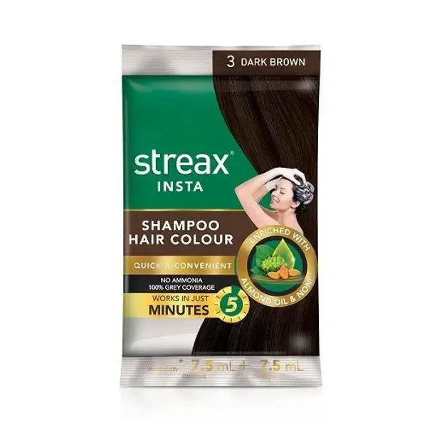 Streax Shampoo Color 3 No Dark Brown pouch 