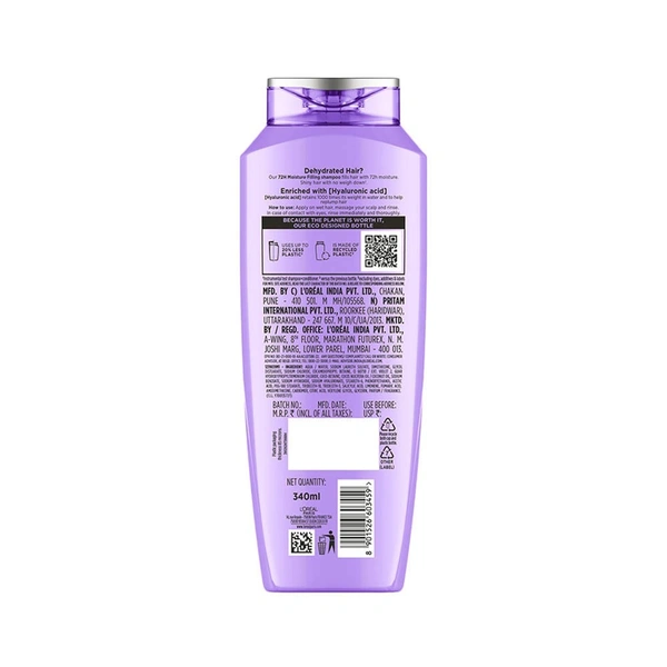 Loreal Paris Hyaluron Moisture Anti-frizz Shampoo ,340ml 