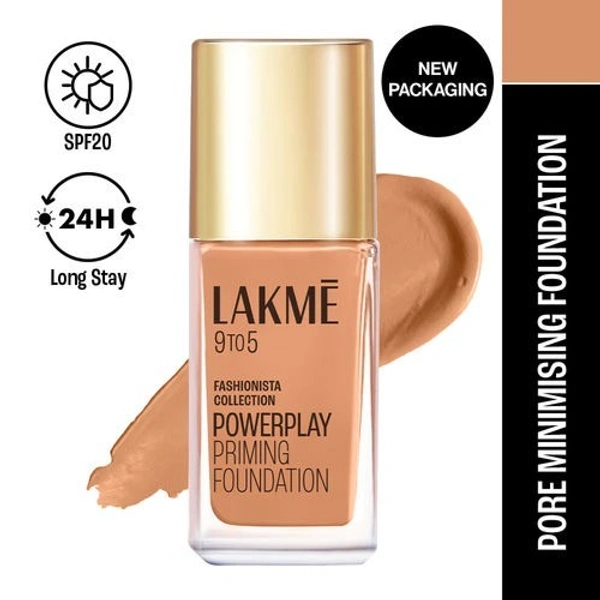 Lakme 9 To 5 Powerplay Priming Foundation, {C280 Cool Tan},25 gm
