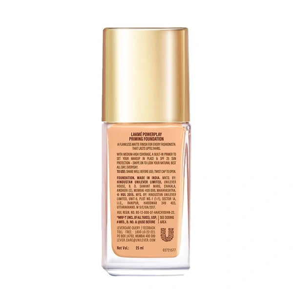 Lakme 9 To 5 Powerplay Priming Foundation { w240 wram beige }25gm 