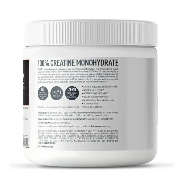 Isopure 100% Creatine Monohydrate Micronized, 250g - 83 Servings - Unflavoured