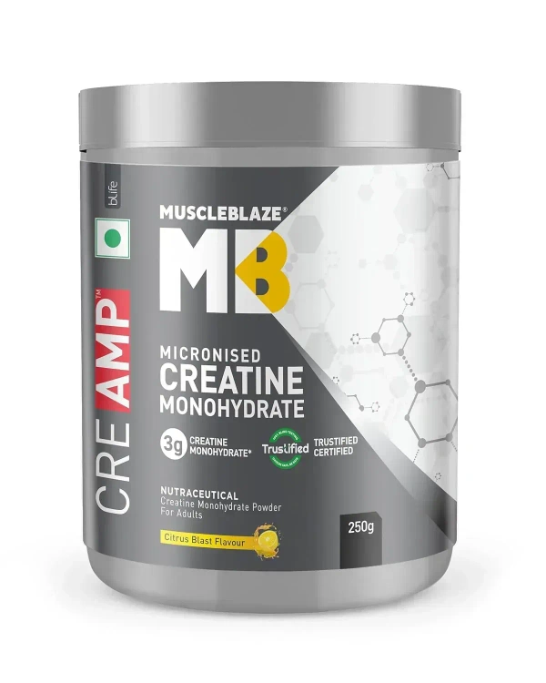 MuscleBlaze Creatine Monohydrate CreAMP - 80 Servings - Cirtus Blast