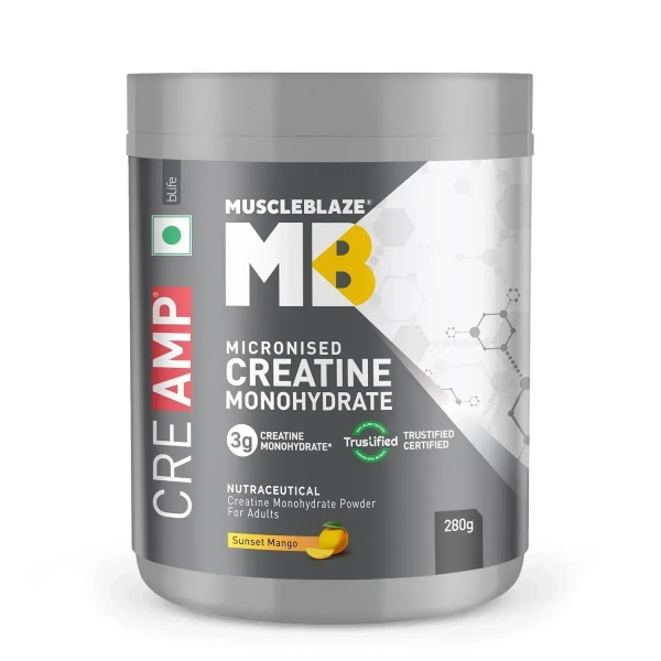 MuscleBlaze Creatine Monohydrate CreAMP - 80 Servings - Sunset Mango
