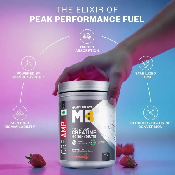 MuscleBlaze Creatine Monohydrate CreAMP - 80 Servings - Juicy Berries