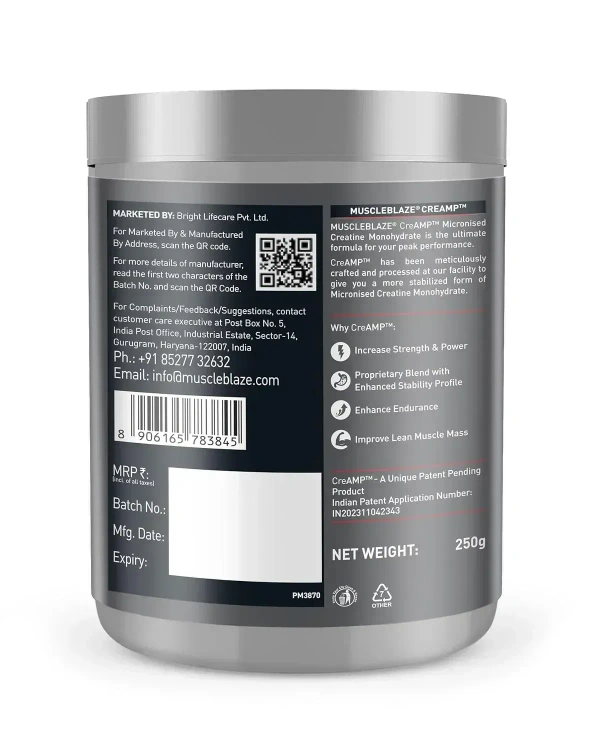 MuscleBlaze Creatine Monohydrate CreAMP - 80 Servings - Cirtus Blast