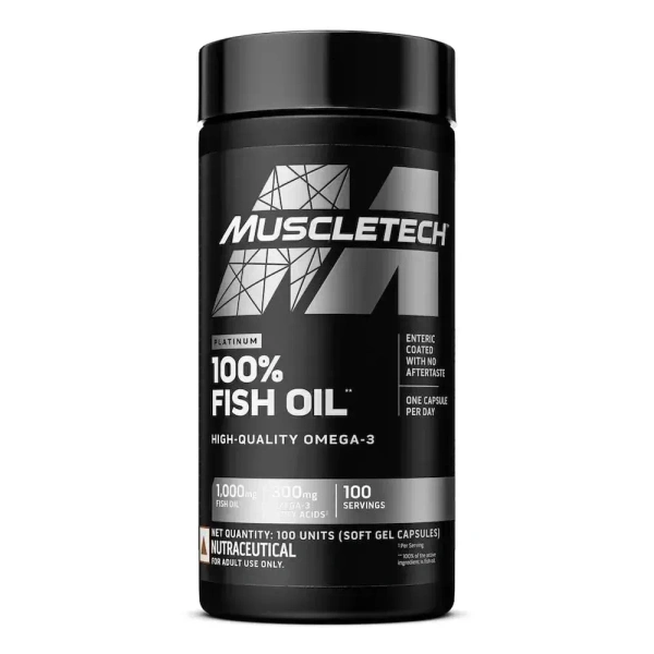 MuscleTech Platinum Fish Oil For Men And Women, 1000Mg Omega 3 With 180 Mg Epa & 120 Mg Dha For Heart, Joints & Brain Health, 100 Softgels, 1 count, 100 servings - 100 Servings, Unflavoured