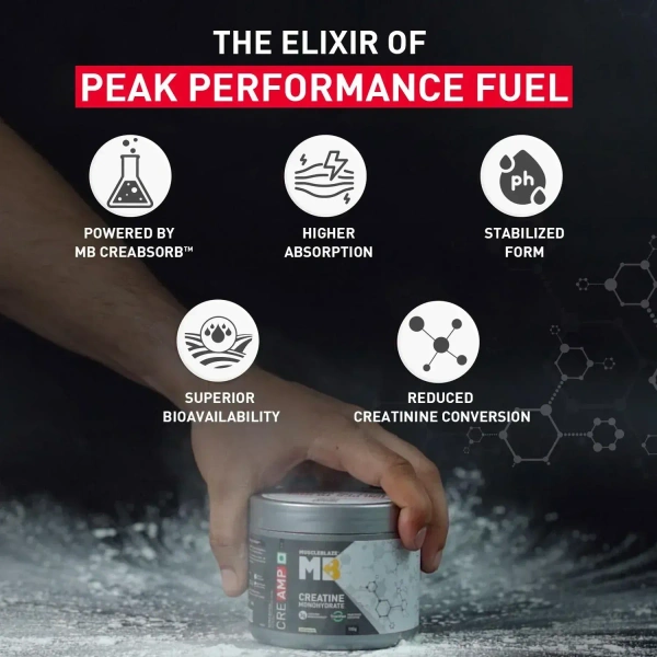 MuscleBlaze Creatine Monohydrate CreAMP - 80 Servings - Unflavoured