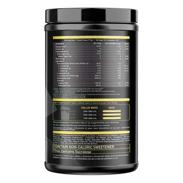 MuscleBlaze BCAA Gold 8:1:1 Powder, Raspberry Lemonade (60 Servings, 450g) | With Higher Leucine, Electrolytes & Glutamine - Raspberry Lemonade, 450gm