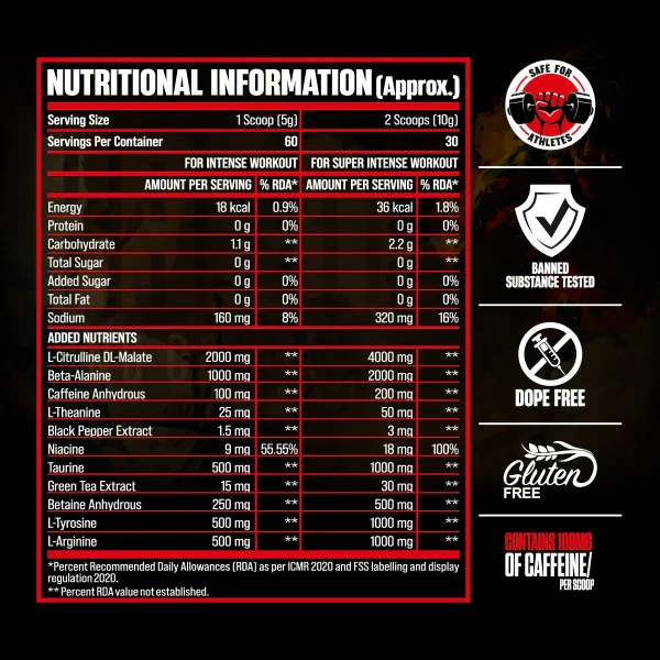 Big Muscle Bigmuscles Nutrition Karnage Pre workout| Pre-workout Supplement Supports to Improve Focus, Strength, Energy and Pump, Banned Substance Tested, Dope Free - 60 Servings, Sex On the Beach, 300