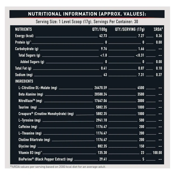 MuscleBlaze Pre-Workout WrathX - 30 Servings - Cola Frost