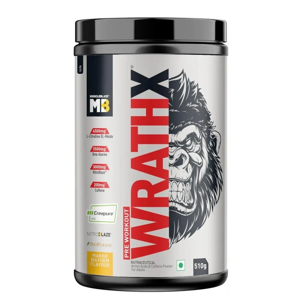 MuscleBlaze Pre-Workout WrathX - 30 Servings - Mango Mayhem