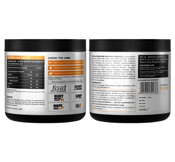 AS IT IS AS-IT-IS ATOM Creatine Monohydrate 250g - 80 Servings - Fruit Punch