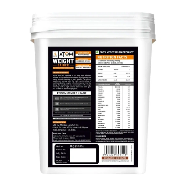 AS-IT-IS ATOM Weight Gainer - 4 Kg - Double Rich Chocolate