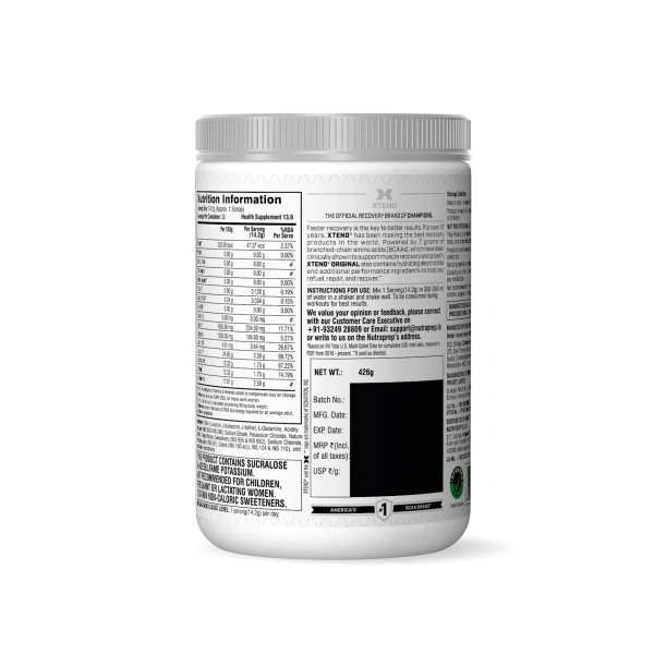 Xtend Scivation Bcaas Powder For Adults (Pre-Workout, 7G Bcaas, 0G Carbs,Sugar & Calories, 3.5 Leucine, 2.5G L-Glutamine, 1G Citrulline Malate) - 30 Servings - Italian Blood Orange, 402gm