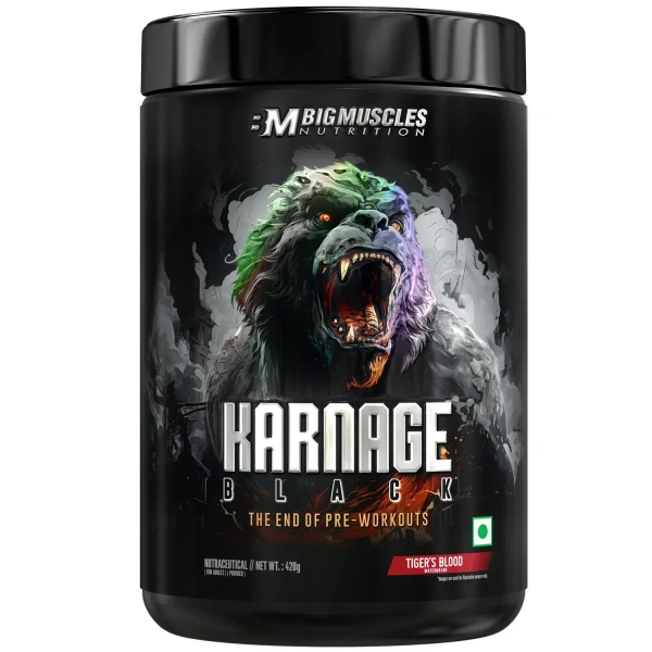Big Muscles Nutrition Karnage Black Pre-workout, 30 Servings - Tiger's Blood