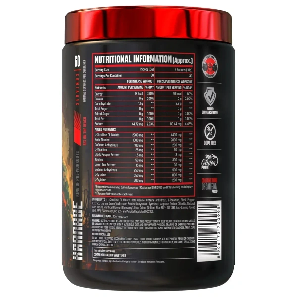 Big muscles Nutrition Karnage Pre-workout, 60 Servings - Sex On The Beach