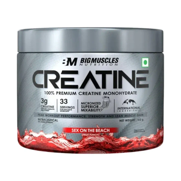 Big Muscles Nutrition Micronised Creatine Monohydrate Powder 100g - 33 Servings - Sex On The Beach