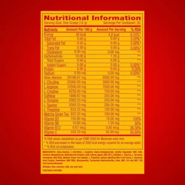 GNC Pro Performance Pre Workout - 30 Servings - Fruit Punch