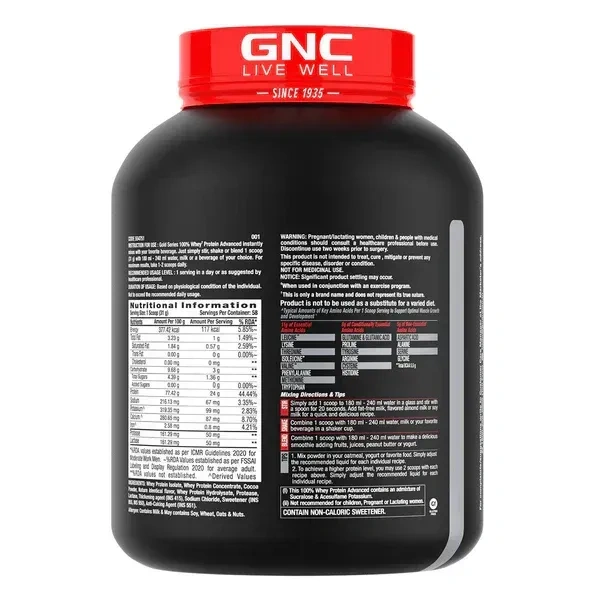 GNC AMP Gold 100% Whey Protein Advance - 4 Lbs - Double Rich Chocolate