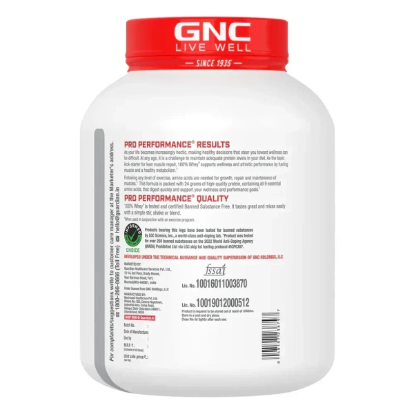 GNC Pro Performance 100% Whey Protein - 4 Lbs - Mava Kulfi