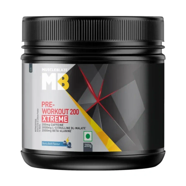 Muscle Blaze MuscleBlaze PRE Workout 200 Xtreme, 200 g - 30 Servings - Berry Bolt