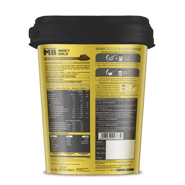 Muscle Blaze MuscleBlaze Whey Gold 100% Whey Protein Isolate, 4 Kg - Rich Milk Chocolate