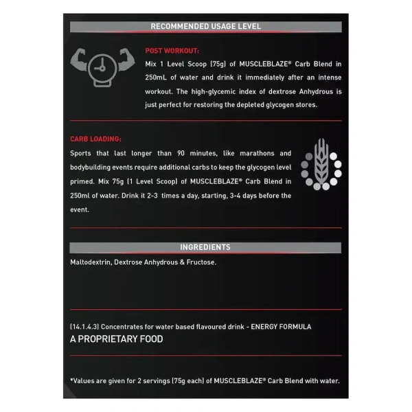 MuscleBlaze Carb Blend - 3 kg (with Instant Energy Formula) - Unflavoured