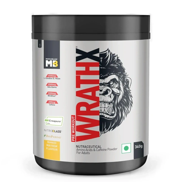 MuscleBlaze Pre Workout WrathX - 20 Servings - Mango Mayhem