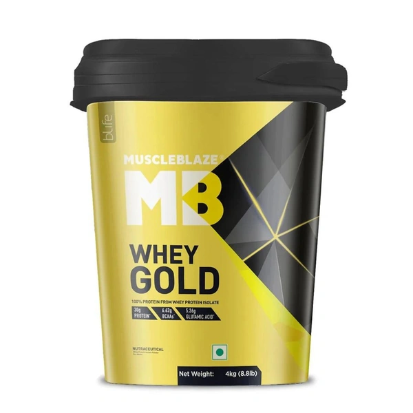 Muscle Blaze MuscleBlaze Whey Gold 100% Whey Protein Isolate, 4 Kg - Rich Milk Chocolate