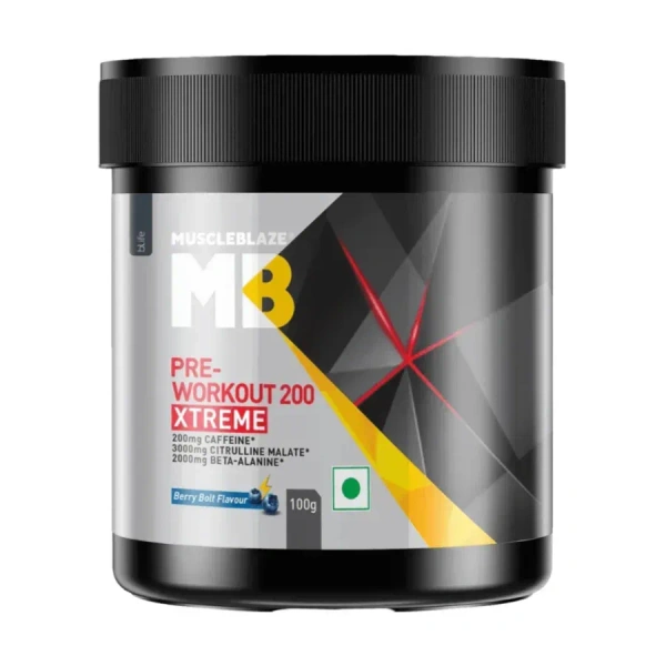 Muscle Blaze MuscleBlaze PRE Workout 200 Xtreme, 100 g - 15 Servings - Berry Bolt