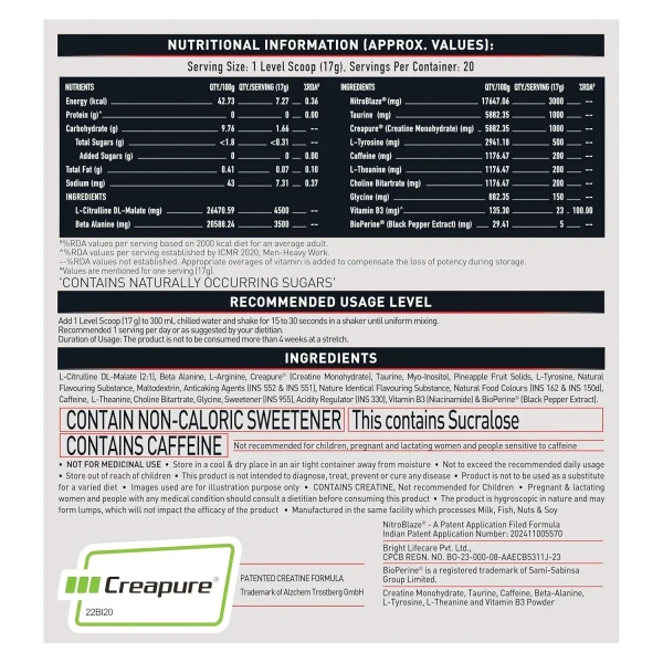 MuscleBlaze Pre Workout WrathX - 20 Servings - Mango Mayhem