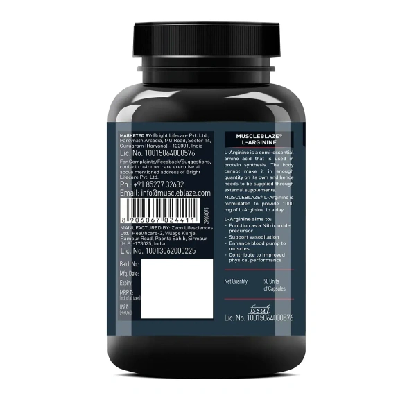 Muscle Blaze MuscleBlaze L-Arginine, 90 Capsules - Unflavoured