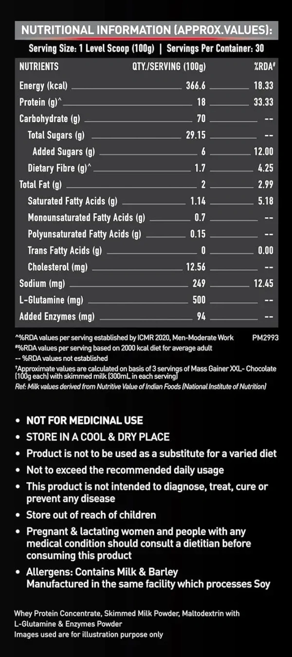 MuscleBlaze XXL MASS Gainer, 6.6 Lbs - Chocolate