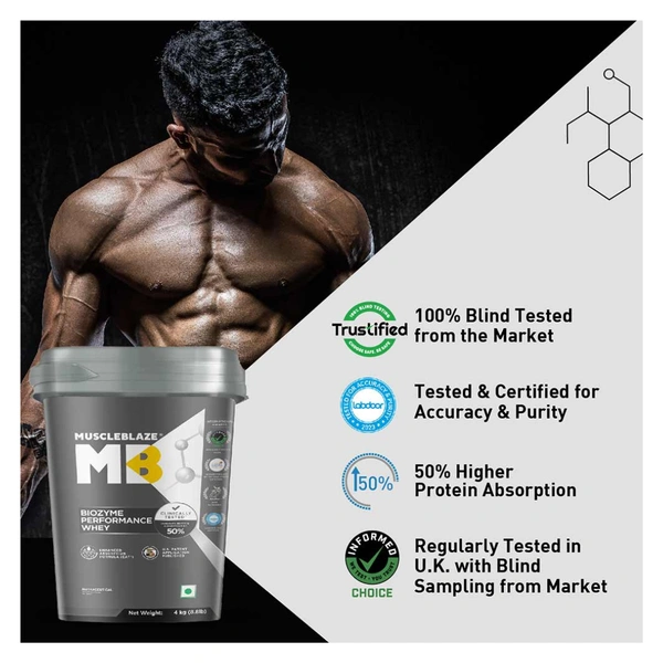 Muscle Blaze MuscleBlaze Biozyme Performance Whey, 4 kg - Rich Chocolate