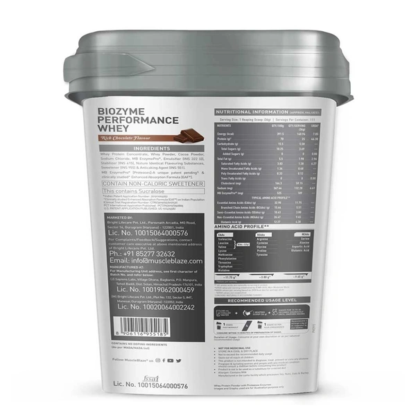 Muscle Blaze MuscleBlaze Biozyme Performance Whey, 4 kg - Rich Chocolate