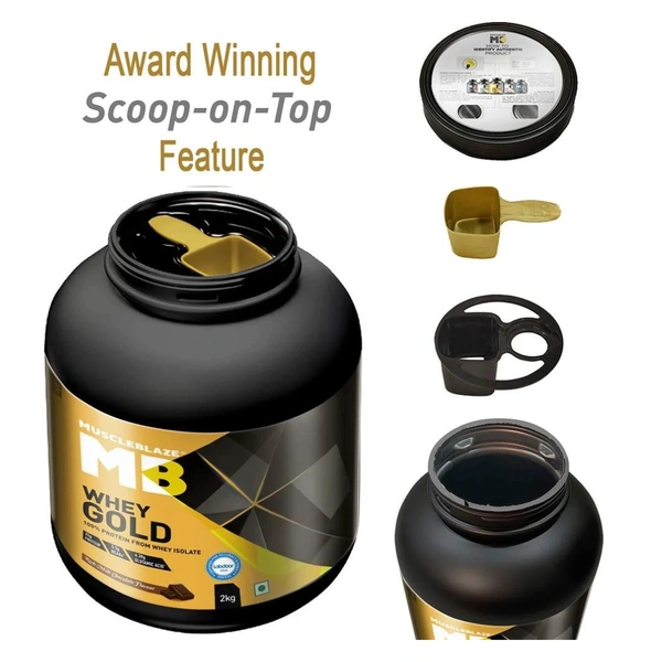 Muscle Blaze MuscleBlaze Whey Gold 100% Whey Protein Isolate, 2 Kg - Rich Milk Chocolate