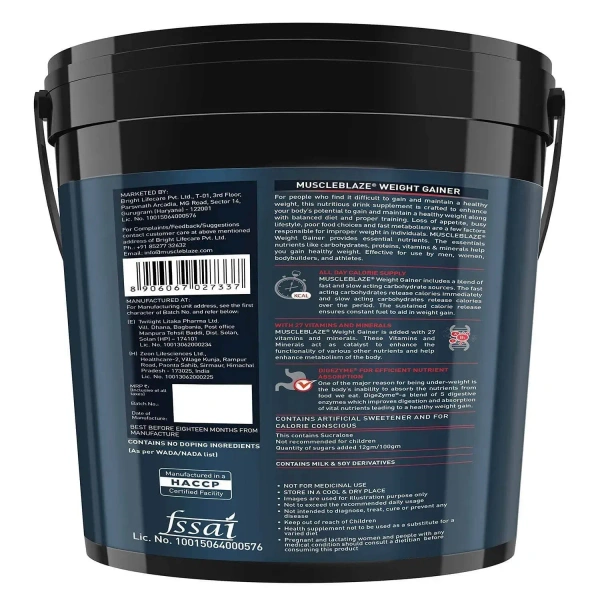 MuscleBlaze Weight Gainer with Added Digezyme, 5kg - Chocolate
