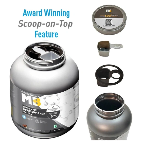 Muscle Blaze MuscleBlaze Biozyme Performance Whey, 2 kg - Chocolate Hazelnut