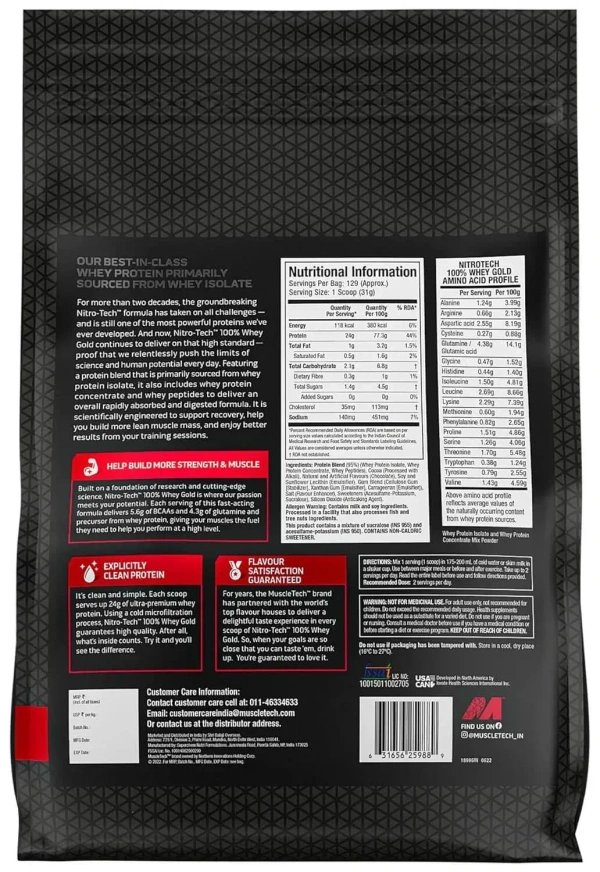 MuscleTech Nitro-Tech 100% Whey Gold - 8.8 Lbs - Double Rich Chocolate