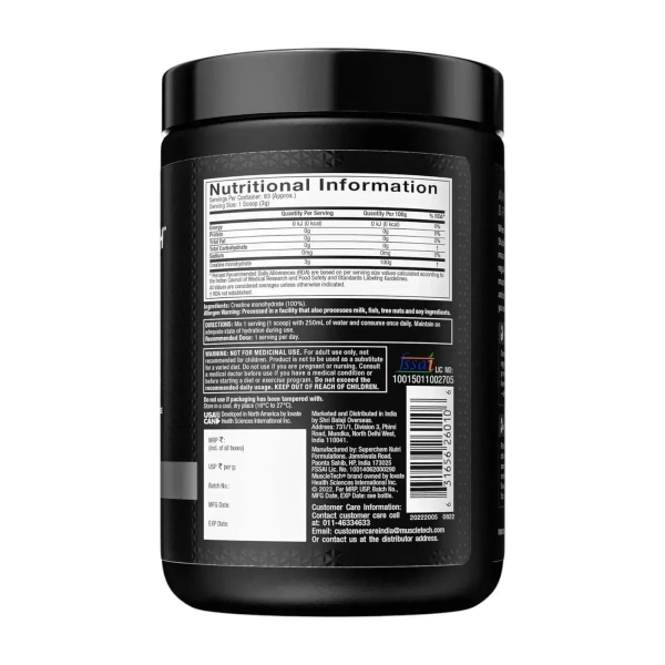 MuscleTech Platinum Creatine Monohydrate Powder | 3 g Creatine Per Serving | Supports Strength, Power & Muscle Recovery - 83 Servings, Unflavoured, 250gm