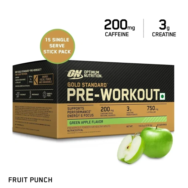Optimum Nutrition (ON) Gold Standard Pre-Workout -15 Servings - Green Apple