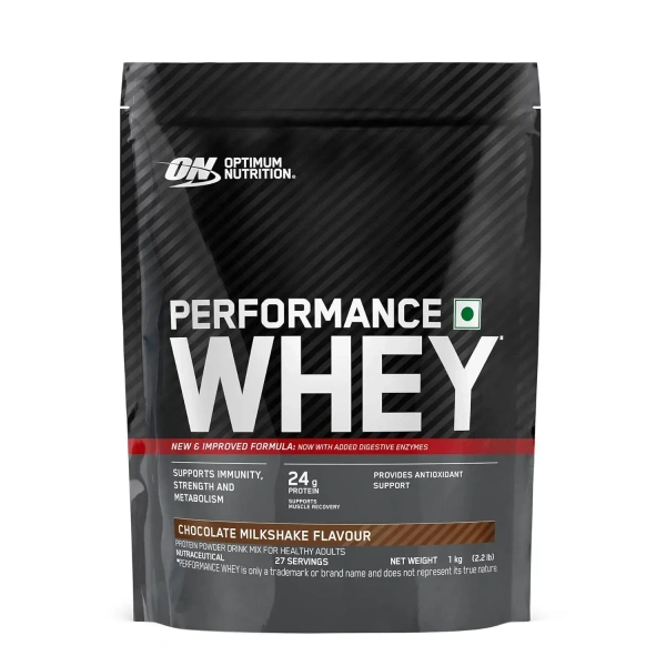 Optimum Nutrition (ON) Performance Whey Protein Powder , 1 kg - Chocolate Milkshake