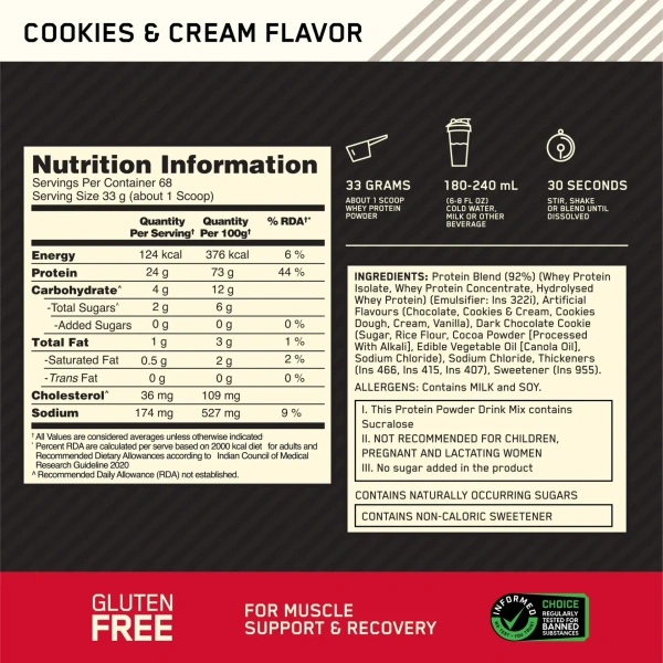Optimum Nutrition (ON) Gold Standard 100% Whey 5 Lbs (Imported) - Cookies & Cream