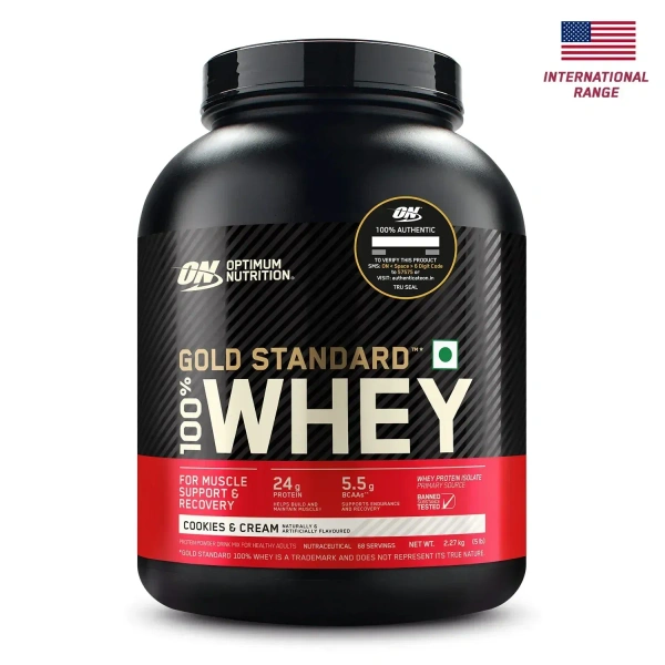 Optimum Nutrition (ON) Gold Standard 100% Whey 5 Lbs (Imported) - Cookies & Cream