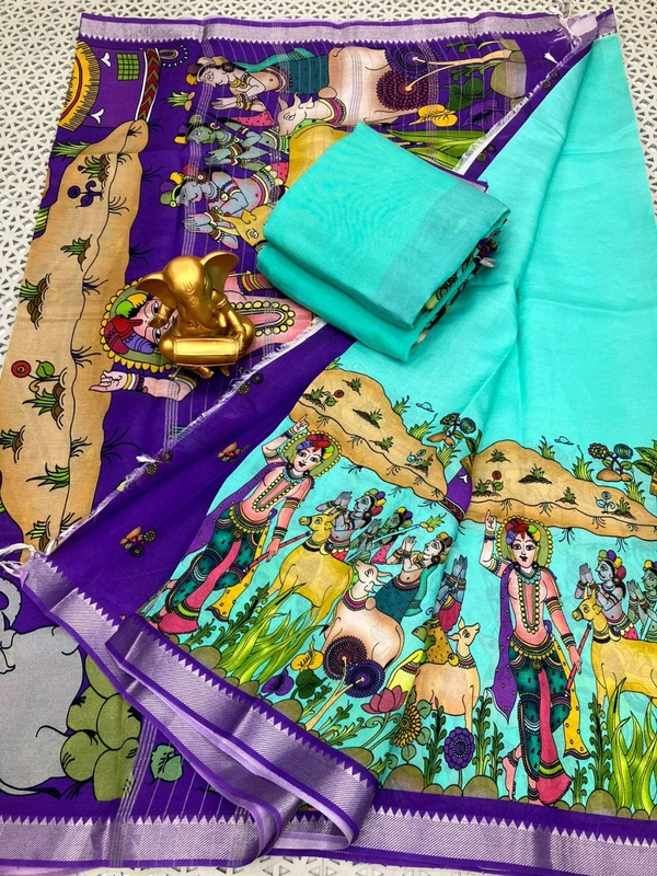 Pure Mangalagiri Pattu By Cotton - Pelorous, Free Size