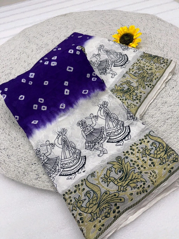 Kanjivaram Bandini Cotton silk
 - White, Free Size