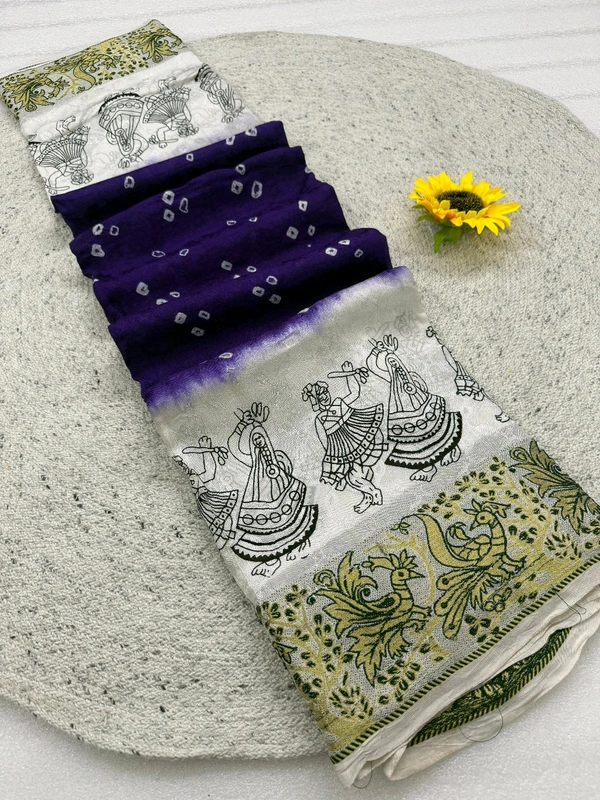 Kanjivaram Bandini Cotton silk
 - White, Free Size