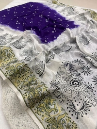 Kanjivaram Bandini Cotton silk
 - White, Free Size