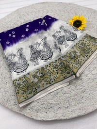 Kanjivaram Bandini Cotton silk
 - White, Free Size
