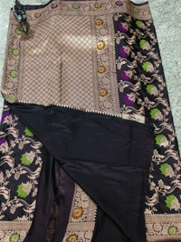 Sloka Banarasi Pure Katan Meenakari Powerloom Saree - Morocco Brown, Free Size